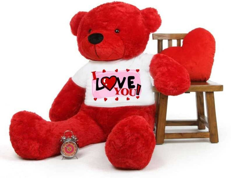 AVS 5 Feet Teddy Bear with I LOVE You Printed on T-shirt (Super Quality)  - 152 cm(Red)