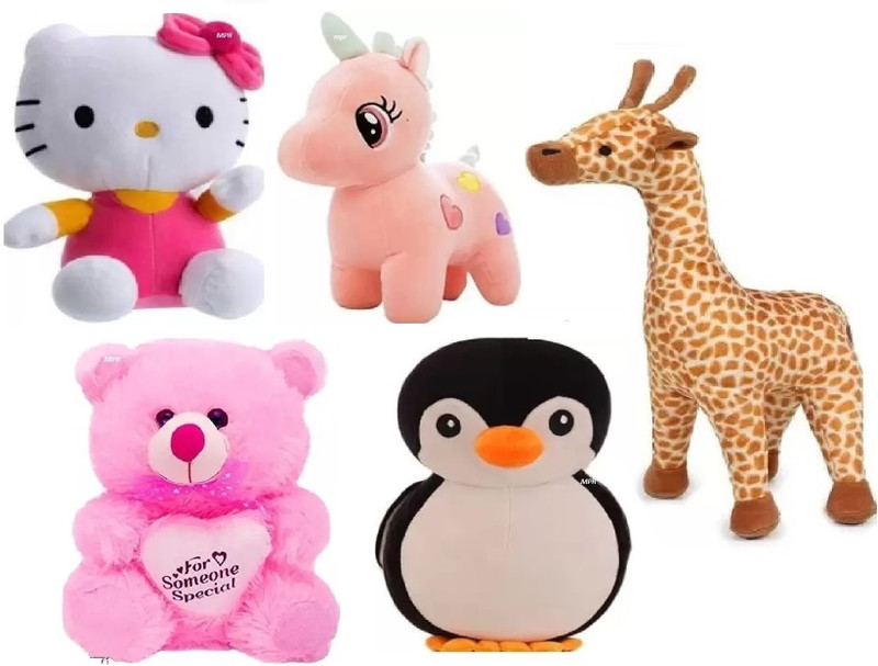 MPR ENTERPRISES Spunky Toy for Kids Boys & Girls Cute animals Teddy bear Set of 5 - 16 cm(Multicolor)