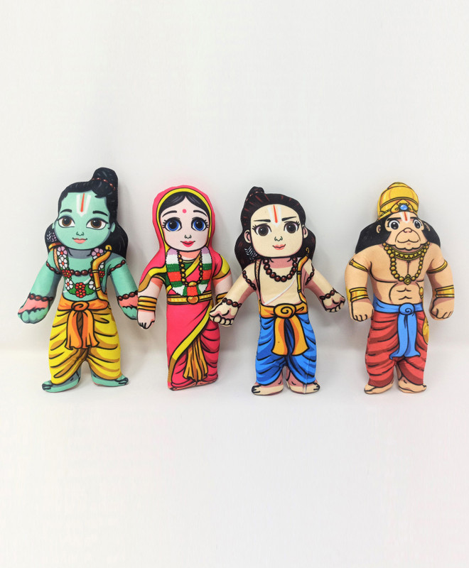 Vrindavanstore.in Ram Parivaar Soft Toy Ram Family Soft Toy Ram Darbar Soft Toy Set : 8 inch  - 7.8 inch(Multicolor)