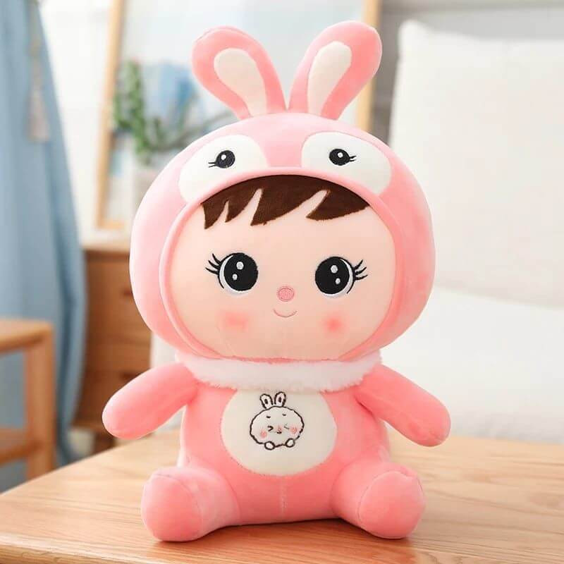 Glypta teddy bear soft toys bunny rabbit strawberry ride animal doll - 25 cm(Pink)