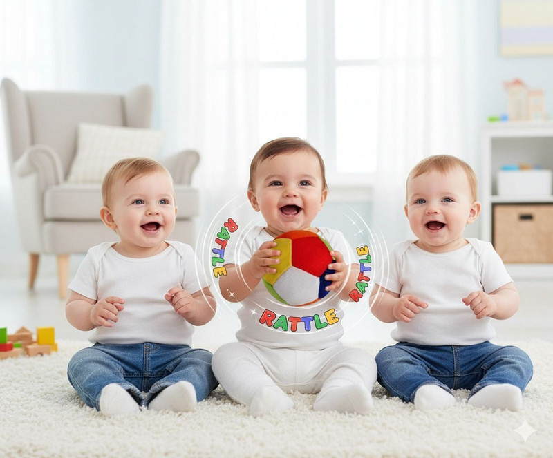 FUN KIDS soft multicolor 10cm rattle ball, lightweight, premium quality,  - 10 cm(Multicolor)