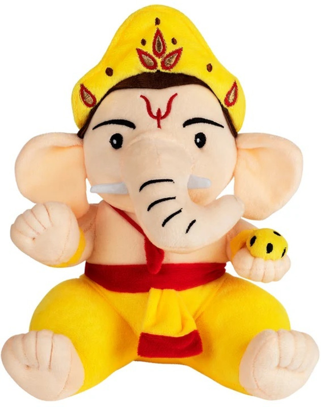 Anidhi Ganesha Plush Stuffed Toy of Our Favourite Elephant God.  - 30 cm(Multicolor)