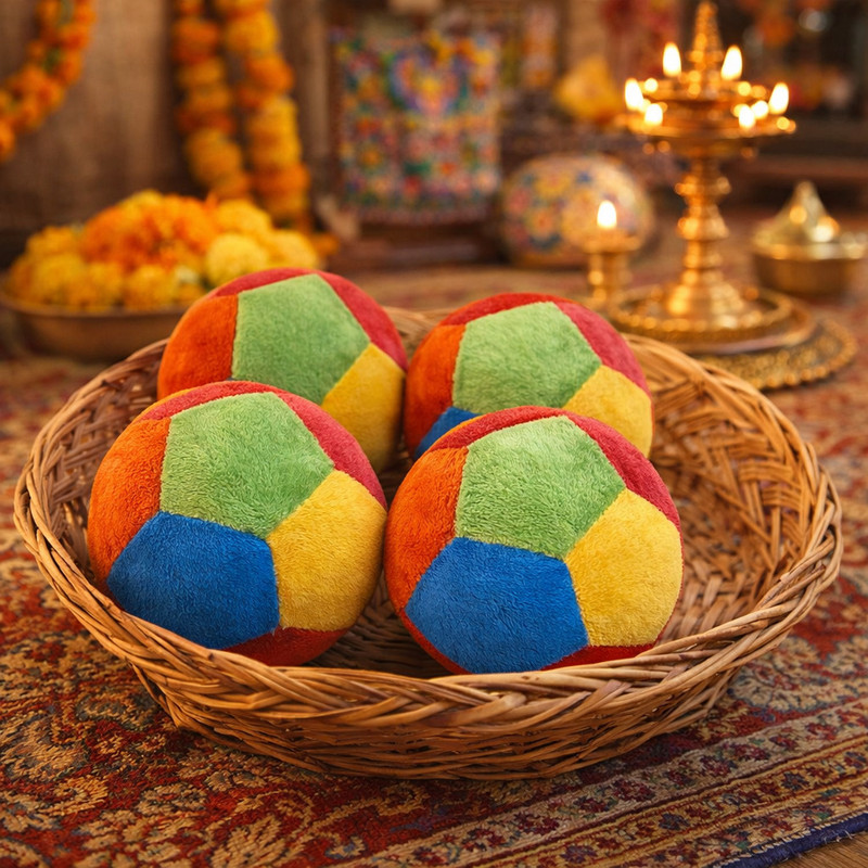 LushPals Little Masti Rattle Ball (Set of 4)  - 10 cm(Multicolor)