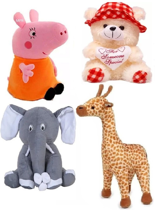 MPR ENTERPRISES Playing RedSofia,HelloKitty,Giraffe & White red cap Kids boys, girls teddy bear - 26 cm(Multicolor)