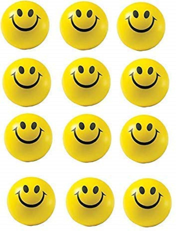 Peeplvalue Cute Funny 12 Pcs Yellow Emoji Happy Smiley Face Squeeze Sponge Balls  - 3 inch(Yellow)