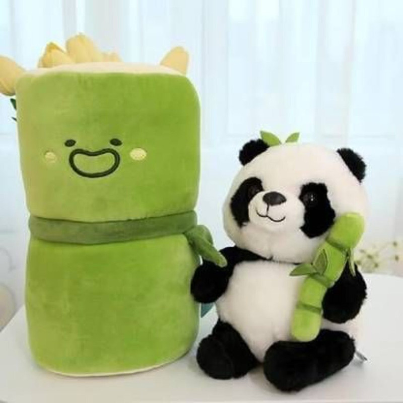 HELLOBEAR Gift-Bamboo Panda Plush With Keychain 30 cm-N1  - 35 cm(Multicolor)