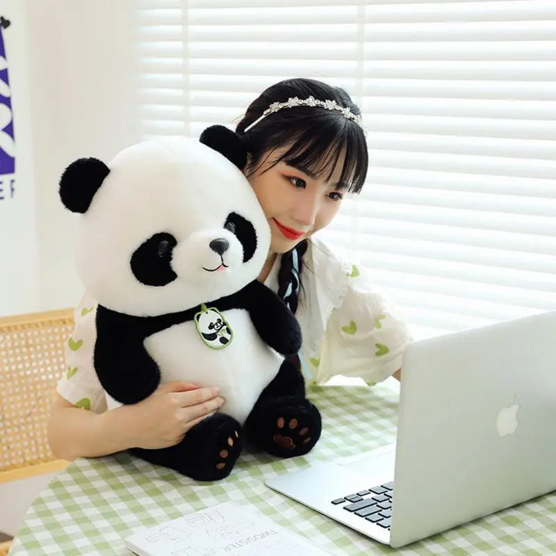 plush joy Cute Panda Soft Stuffed Animal Birtday gift for kids / Home decor / teddy bear - 32 cm(White black)
