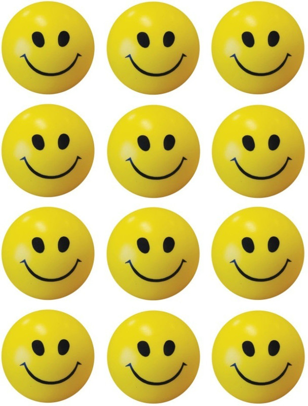GS ENT PACK OF 12 Yellow Emoji Happy Smiley Face Squeeze Ball Perfect for Stress Relief  - 3 cm(Yellow)