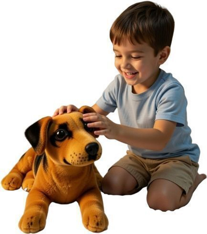 ShubhManShiv DhruviEnterprises Cute Puppy Soft Toy Set for Kids Plush Dog Doll Pair  - 20 cm(Brown, Black)