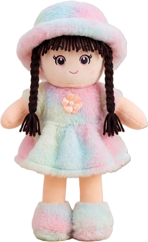 MAURYA Rainbow Swirl Plushie Hat Doll Marshmallow Soft Plush Girl  - 25 cm(Multicolor)