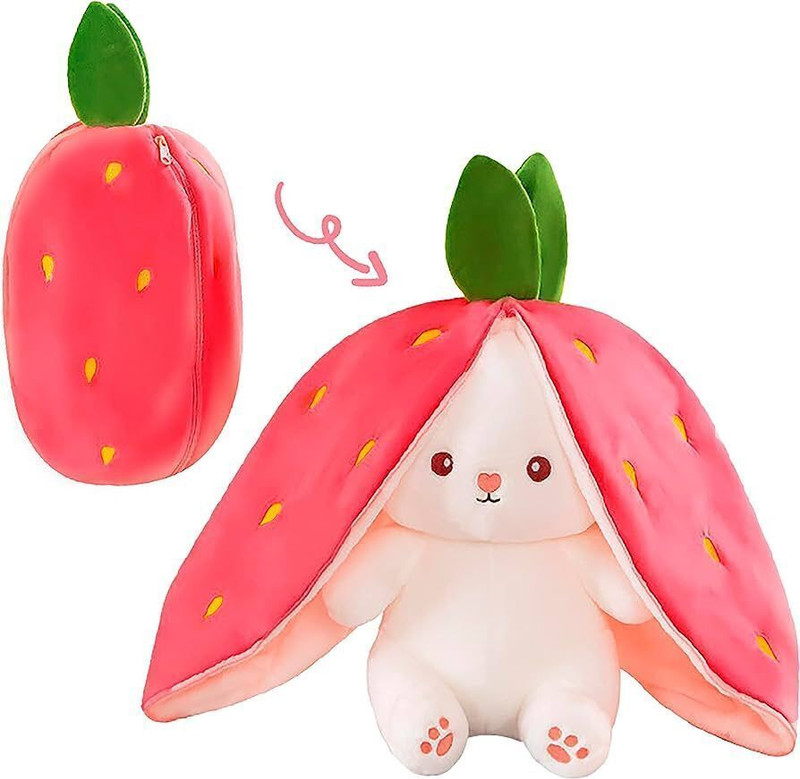 JST SOFT TOYS Strawberry Rabbit Teddy Soft Toy, Plushie Bunny, Trending Soft Toy - 32 cm(Pink)