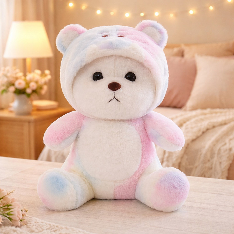 ValoraStore Multi Colour Hoodie Teddy Bear Soft Toys for Girls | Cute Plush Birthday Gift  - 28 cm(Multicolor)