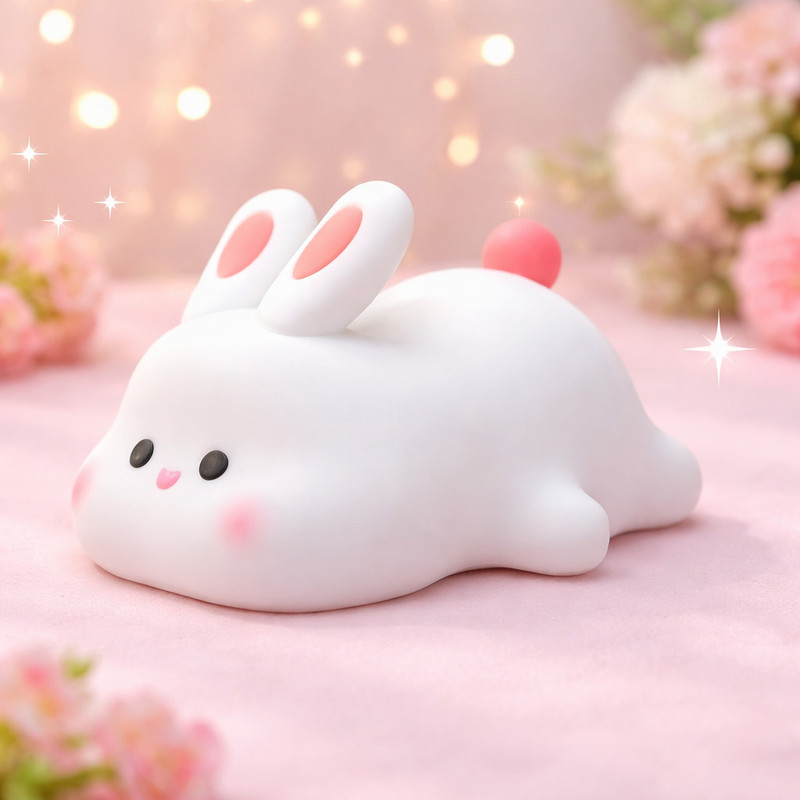FIVE NINE TOYS Cute Bunny Silicone LED Night Lamp with Touch Control Rechargeable for Kids  - 3.5 cm(Warm Yellow)