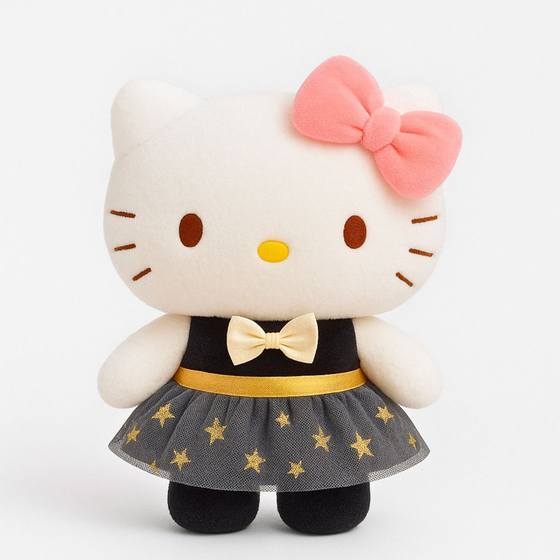 Kids Mandi Hello Kitty Bow Frock Plush Toy – Small Size - 22 cm(Mutlicolour)