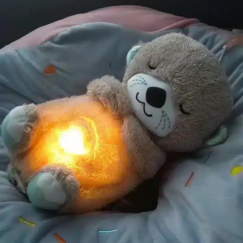 HAPPY BRO Breathing Teddy Toy with Soft Music & Light Motion for Kids & Adults - 30 cm(Multicolor)