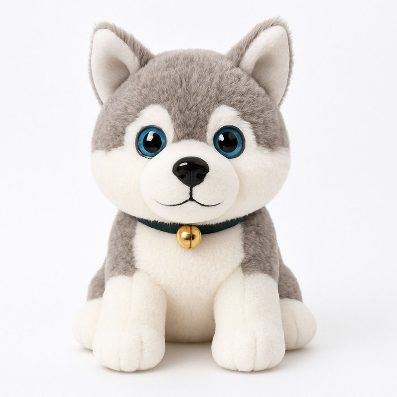 A G Enterprises Imported Husky Dog Soft Toy | Premium Plush Stuffed Animal for Kids & Adults  - 40 cm(Grey, White)