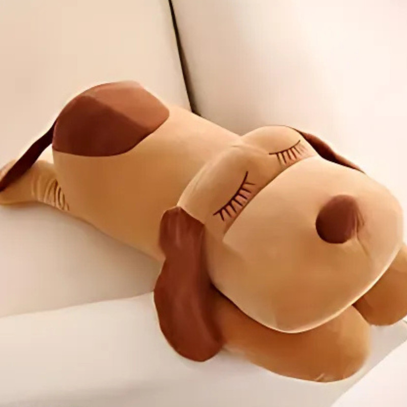 jr jack & rose sleeping dog super soft huggable plush toy  - 30 cm(Brown)