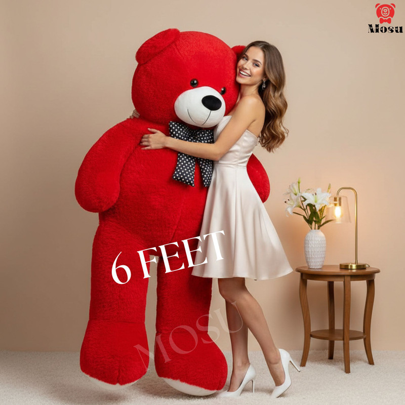 MOSU Huggable cute girls long teddy bear 6 feet  - 182 cm(Red)