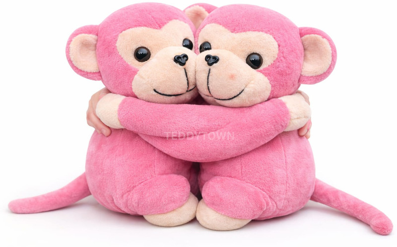 TEDDY TOWN LoveHug Monkey Couple – Brown Edition  - 20 cm(Brown)