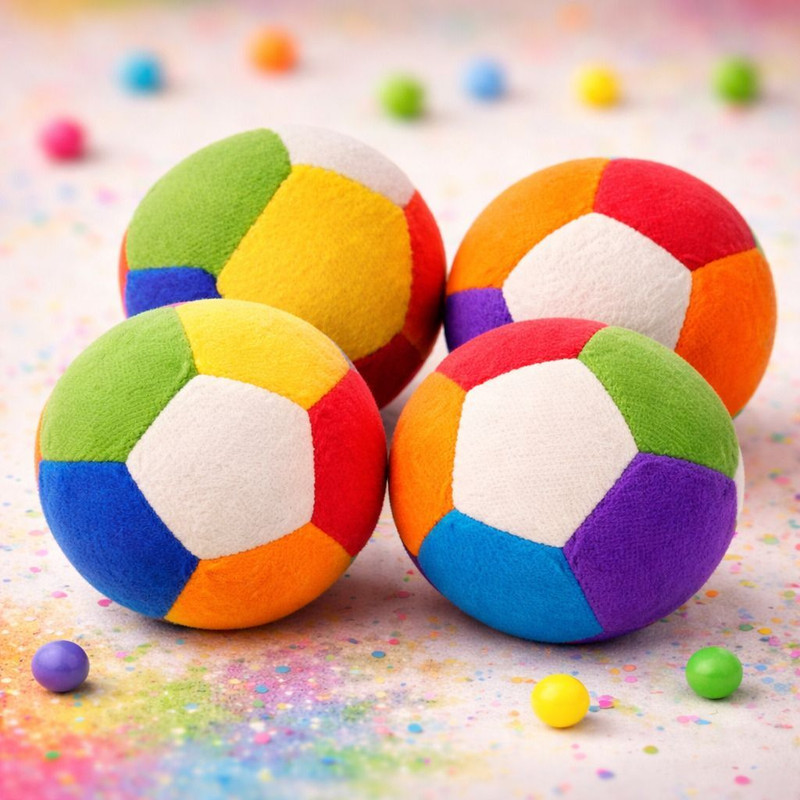 WAKEVIBES Plush Soft Ball for Kids | Indoor and Outdoor Play (pack of 4)  - 12 cm(Multicolor)