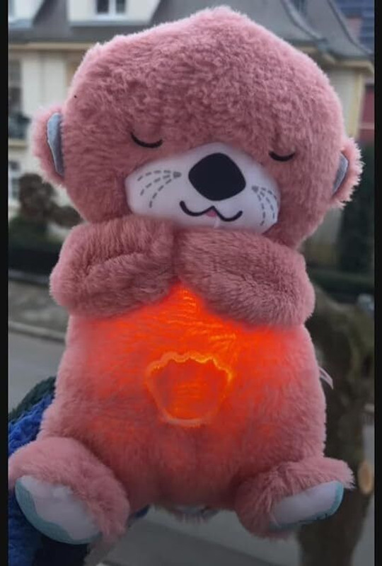 SHOPOGENIX Baby Sleep Aid Otter Plush with Light-Up Heart | Soft Comforting Bedtime Toy  - 10 mm(Multicolor)