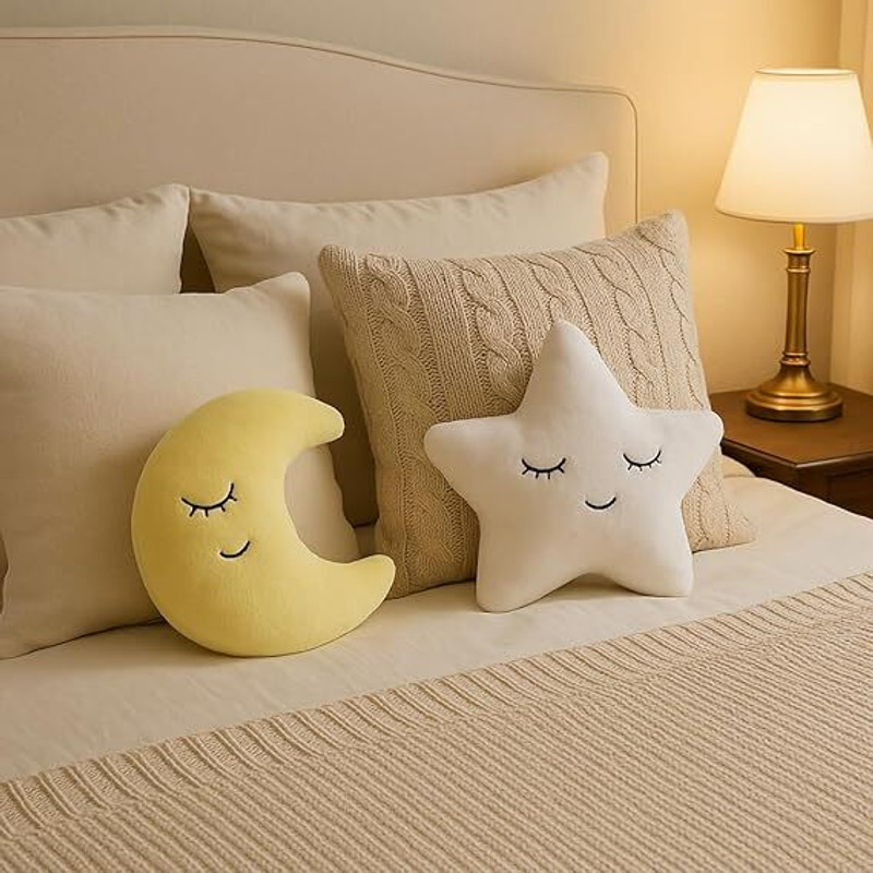 SRE 3Pcs Soft Plush Cloud Moon with Crown & Star Toys with Embroidered  - 30 cm(Multicolor)