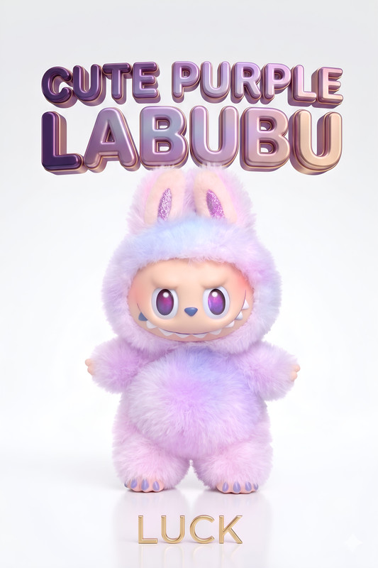 COLOR FLAME PURPLE-labubu Doll For kids & collectors |Big Into Energy Luck Edition|Best Gift - 17 cm(Purple)