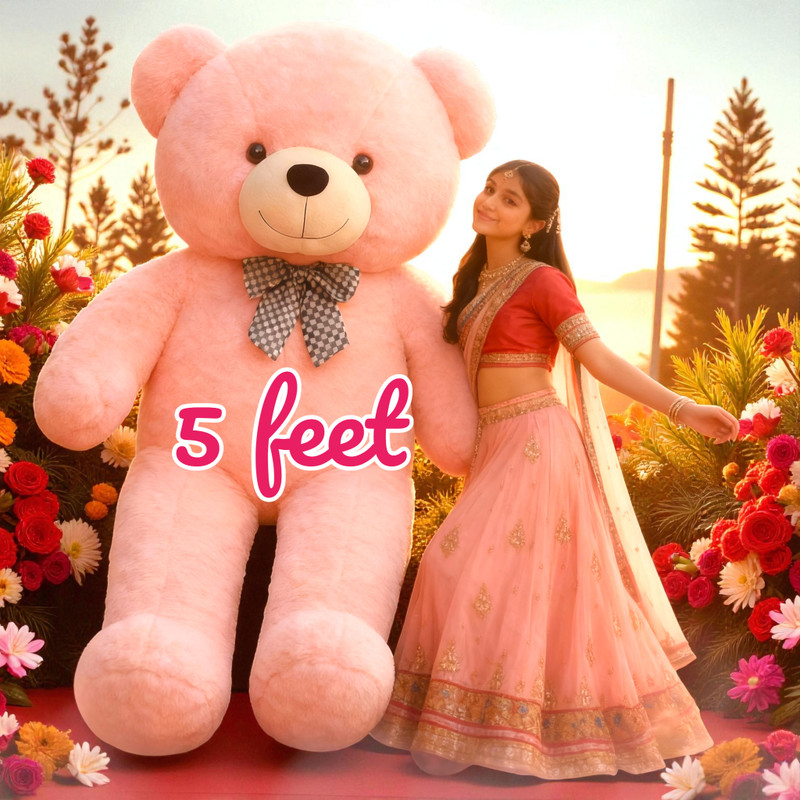 Krishna Creation Attractive 5 Feet Pink Teddy Bear for Surprise Gift and Display - 60 inch(Pink)