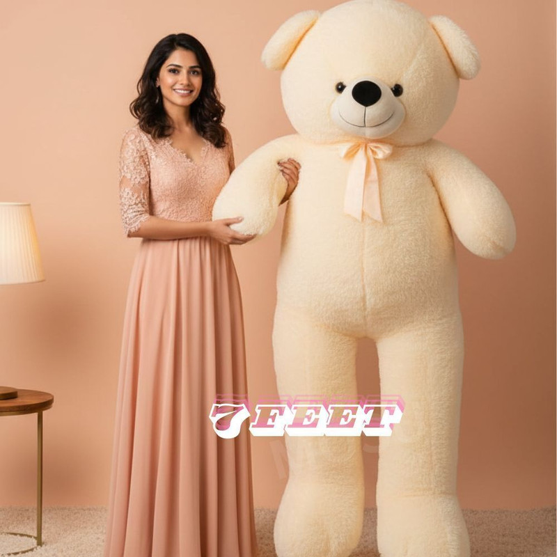 MOSU Big 7ft Cream Teddy Bear – Ultra Soft Stuffed Toy for Home Décor  - 210 cm(Cream)