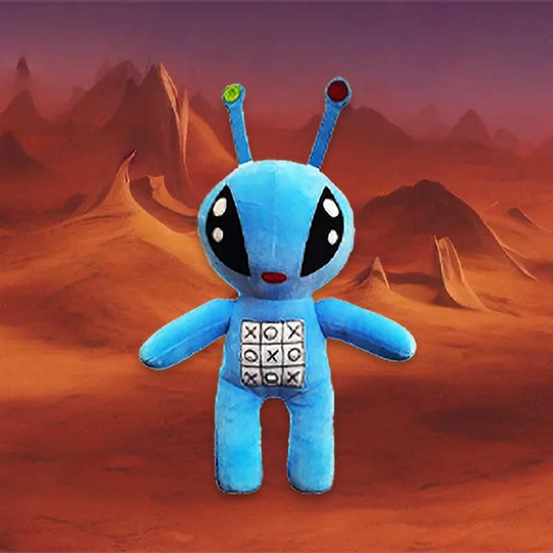 Goldenhub Toys Plush Alien Toy with Tic-Tac Design, Blue, Soft Stuffed Character  - 40 cm(Blue)