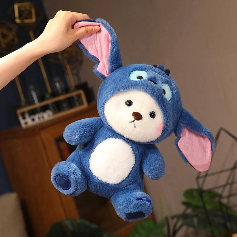 snuglystuff Lena Stitch Teddy Bear Stuffed Soft Toys For Girl, Gift, Kids, Plush,Hoodie Bear - 25 cm(Blue)