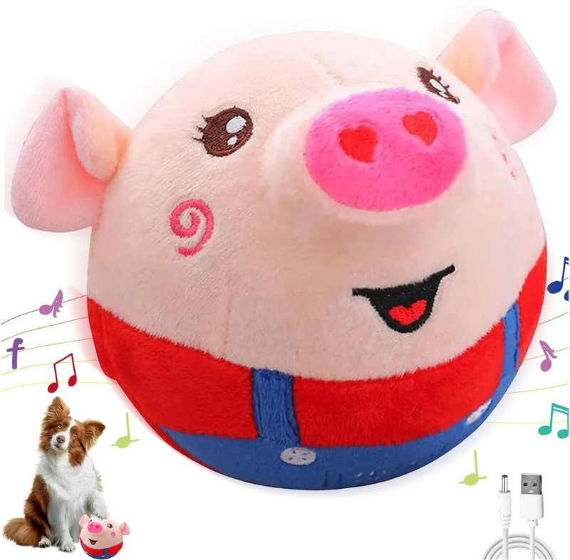 Wengonvila 2026 New Dancing Piggy Ball Toy with Music & Sound for Kids & Pets  - 8 cm(Multicolor)