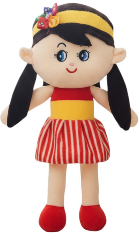 HoGiGoGi Soft Doll Toy with Pigtails & Striped Skirt - Premium Quality Gift for Kids - 40 cm(Red)