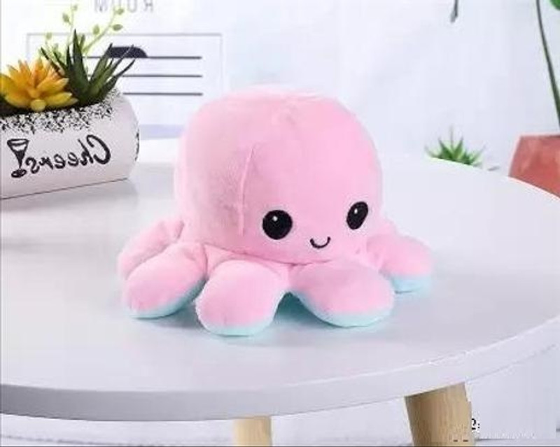 Cyrus Premium Quality Reversible Octopus Changes Moods Soft Pillows For Kids - 10 cm(Blue, Pink)