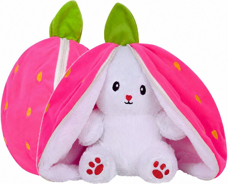 Dwiza Enterprise Reversible Bunny Stuffed Toy Soft Strawberry Bunny Plush Versatile Rabbit Toy  - 20 cm(Pink & White)