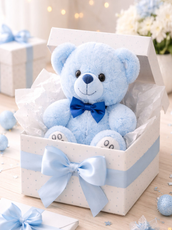 FUN KIDS Soft fur teddy plush stuffed bear,cozy,cute small teddy,huggable,decoration - 22 cm(Blue)