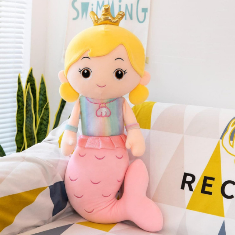 Liquortees Cartoon Water Mermaid Princess Soft toy for girls baby's toy big size doll - 40 cm(Pink)