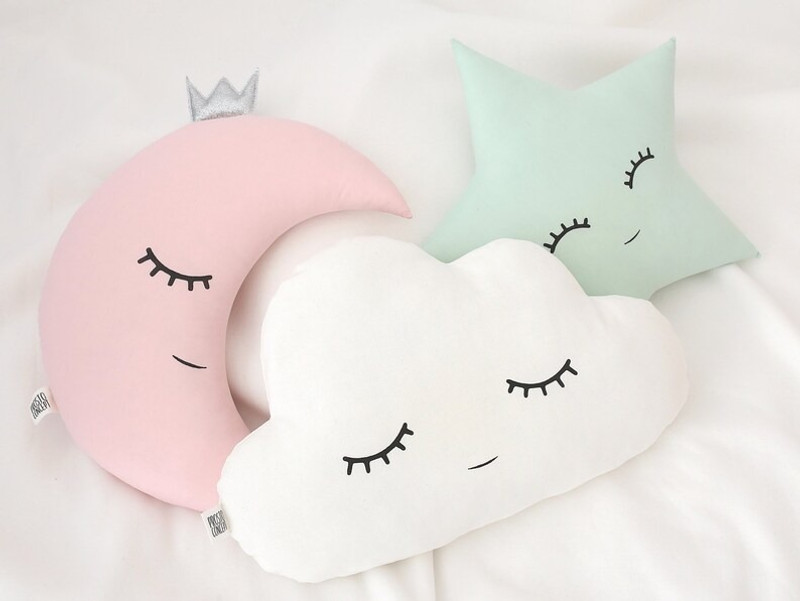 Crispy toys Children Moon Star Cloud Cushion Soft Baby Pillow Plush Cloud Shaped Pillow  - 30 cm(Multicolor)