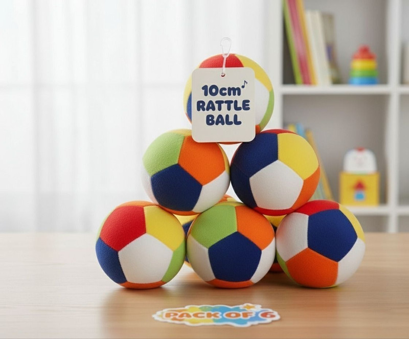 FUN KIDS rattle ball pack of 6  - 10 cm(Multicolor)