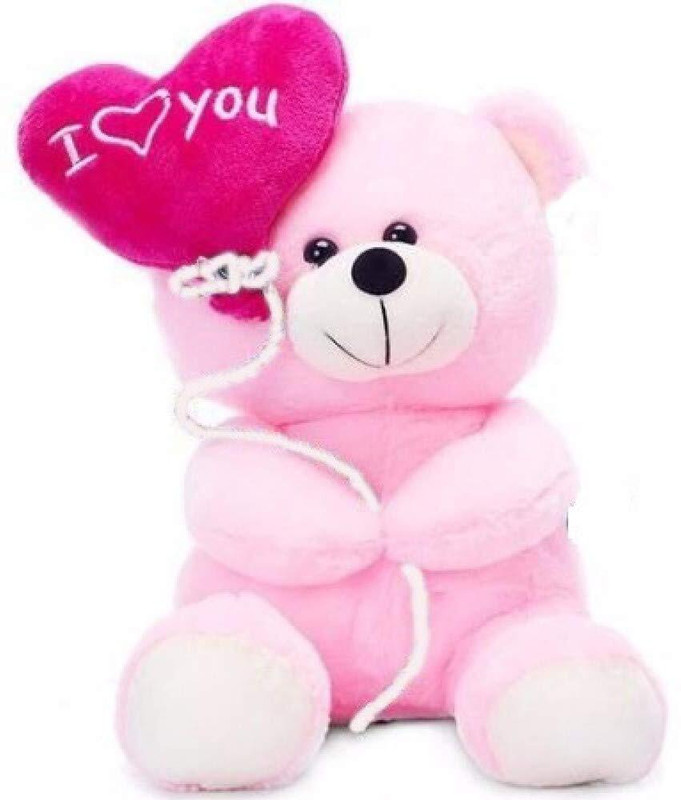 Rtnahsij Heart Soft Plush Toy Teddy Bear With ILU  - 25 cm(Pink)