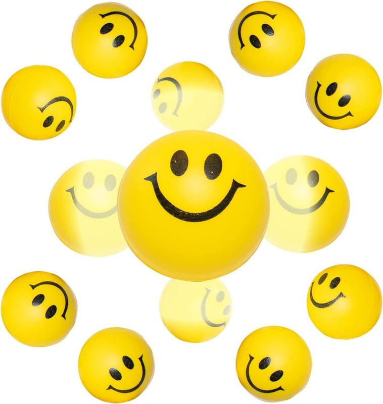 Karki Fusion 3pc Smiley Stress Balls for Anxiety, Toy Squeeze Balls for Hand Therapy  - 6 cm(Yellow)