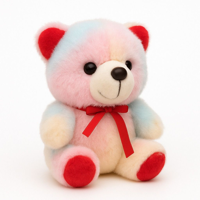 BlingNBeats Soft Teddy Bear Pack of 1 – Multicolor Plush Toys with Red Ribbon - 6 inch(Multicolor)