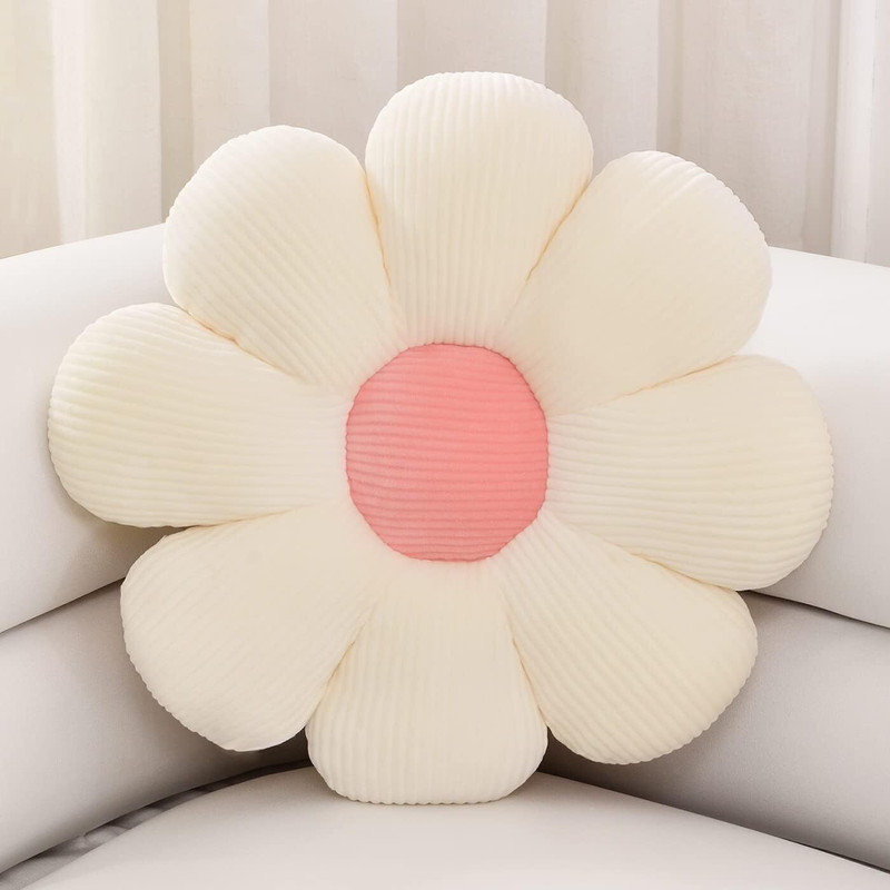 AVSHUB Flower Floor Pillow Cushion Seating Pad Sunflower Chair Cushion for Home  - 35 cm(White)