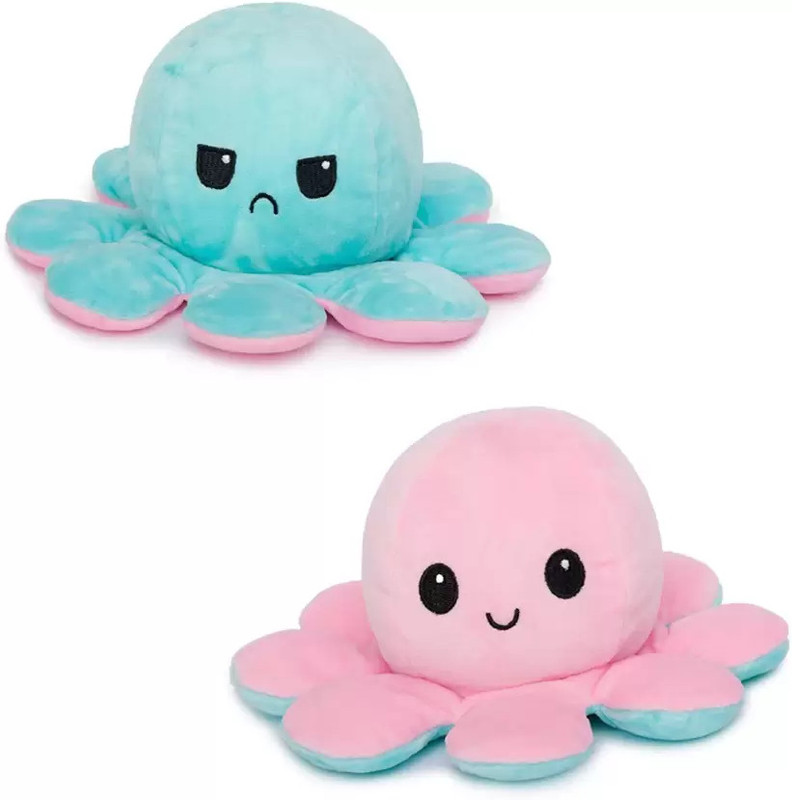 Toyingly Reversible Blue Pink Octopus Soft Toy for Baby Girl Kids Boys  - 25 cm(Multicolor)