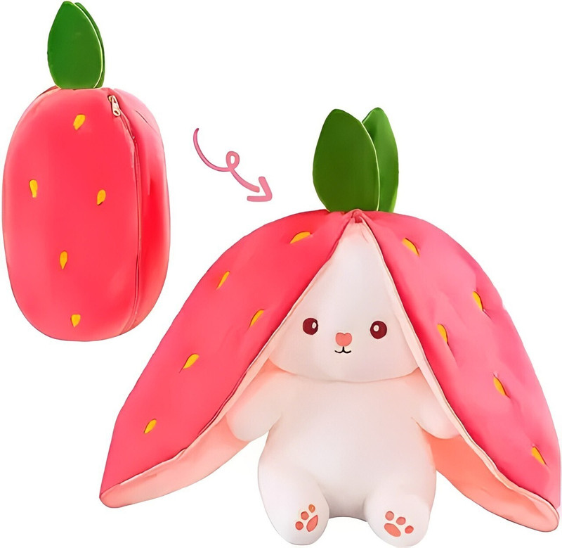 URSHREE Trending Reversible Rabbit-Strawberry Bunny Soft Toy(Plushie Rabbit)-35CM - 35 cm(PINK&WHITE)