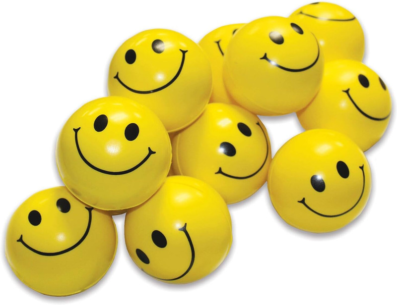 QBLYN Yellow Smile Emoji Squeeze Balls Perfect for Hand Exercise | l Pack of 12  - 2.5 cm(Yellow)