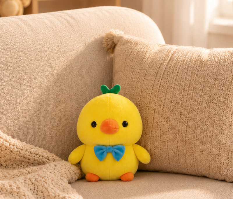 Navuu Duck Soft Toy, with Bow  - 20 cm(Yellow, Blue Bow)