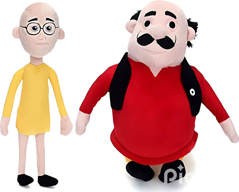 CHIKLY Motu Patlu Soft Toys - Plush Cartoon Characters for Kids - 36 cm(Multicolor)