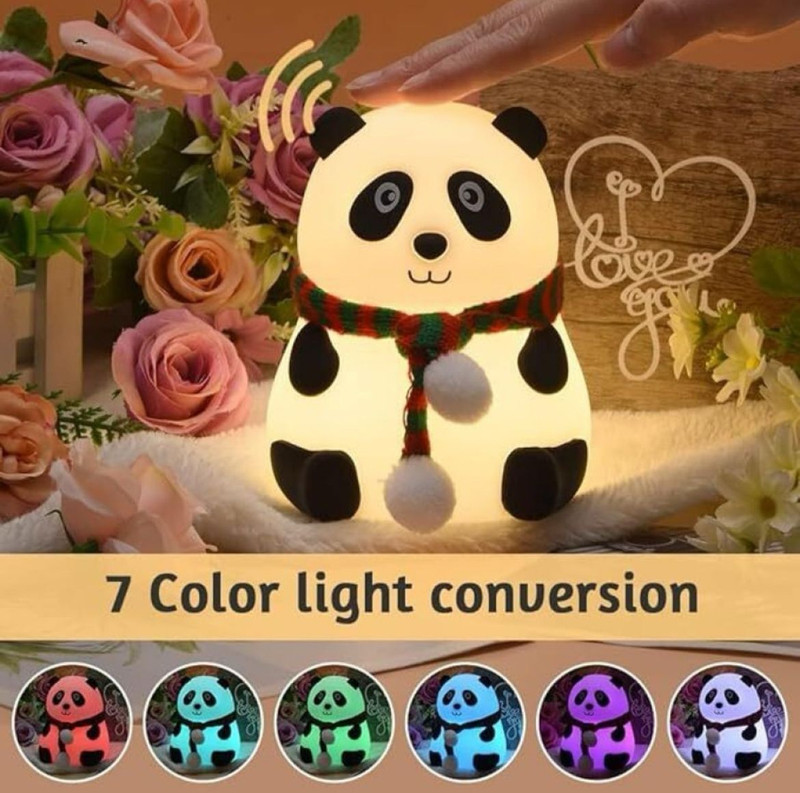 Jaggo Lal Panda silicon night light lamp with Soft Sensor  - 136 mm(Multicolor)