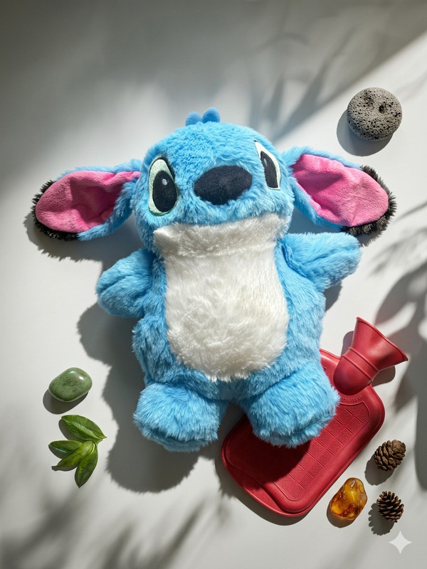 VIPMART Cute Baby Stitch Teddy Bear With Water Bag/Pouch For Period Cramp/Pain Relief - 30 cm(Blue)